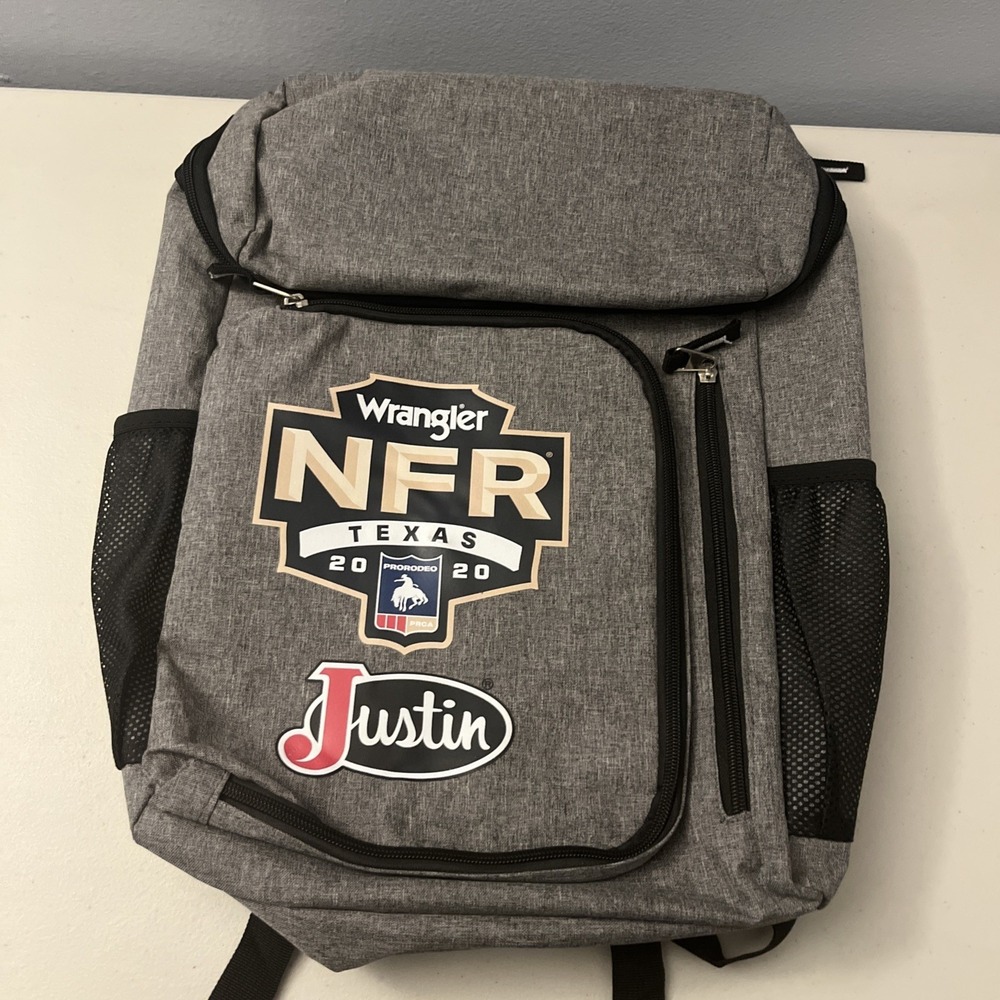 Rodeo Wrangler NFR 2020 Texas Gray Backpack Cowboy Western Justin Bag